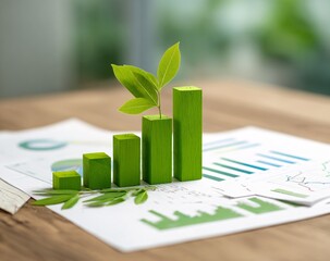 A vivid 3D business growth chart illustrates financial success with a green arrow and bar graph indicating market profit