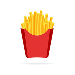 french fries in red paper pack.  Cartoon Vector illustration.