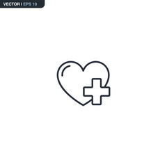 Heart with medical cross outline icon
