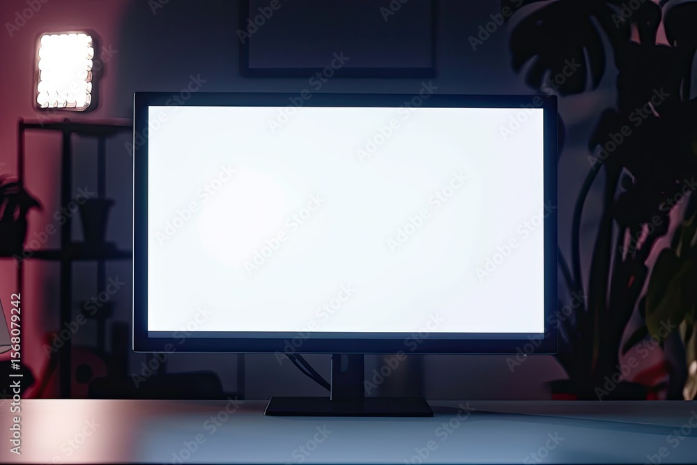 Poster Detailed Image of Simple Front View Computer Screen Mockup with Generative Ai