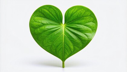 Heart-shaped leaf on white background