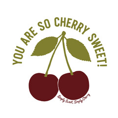 Fruit vintage t-shirt design. Start fresh day. We make the perfect pear. Love you more. Sweet cherry artwork. Cherry fruit print. Cherry love. Organic food artwork for for t-shirt. fruit fresh.