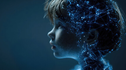 Artificial intelligence and childhood concept – fusion of technology and innocence