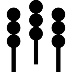 Minimalist line icon of dango &mdash; traditional Japanese rice dumplings on a skewer &mdash; symbolizing Japanese sweets, street food, and cultural snacks. Perfect for culinary apps, restaurant menus, food blogs