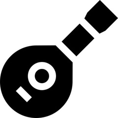 Minimal vector icon of a lute, a traditional stringed musical instrument with a curved body. Ideal for use in music, medieval, classical, cultural, or folk-themed designs. Clean outline style, fully e