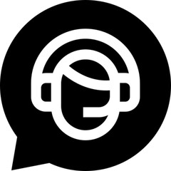 Minimalist line icon of a virtual assistant, symbolizing artificial intelligence, voice recognition, and smart digital support. Ideal for chatbot apps, customer service platforms, productivity tools, 
