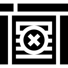 Minimalist line icon of fake news, featuring a newspaper with a cross mark — symbolizing misinformation, disinformation, digital hoaxes, and media literacy. Ideal for journalism platforms, educational