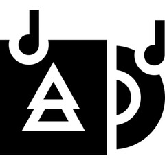 Minimalist line icon of Christmas music, featuring a music note with festive elements — symbolizing holiday songs, seasonal entertainment, and joyful celebration. Ideal for greeting cards, event poste
