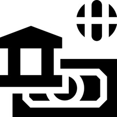 Minimalist line icon of international finance, featuring a globe with currency symbols — representing global economy, financial markets, and cross-border transactions. Ideal for fintech apps, economic
