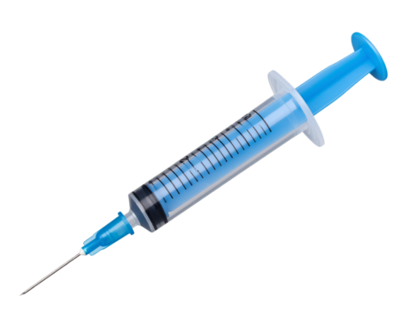  Sterile Medical Syringe with Transparent Barrel and Blue Needle Tip – Transparent PNG.