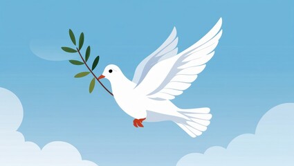White Dove of Peace Symbol of Hope and Tranquility Soaring Through a Serene Sky