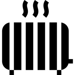 A clean and minimal vector icon representing heating, featuring stylized heat waves or a radiator in line art style. Perfect for smart home apps, HVAC interfaces, energy systems, weather dashboards, a