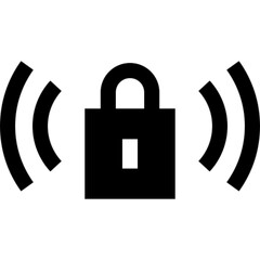 A modern and minimal vector icon representing anti-theft protection, featuring a shield and lock symbol in clean line art. Ideal for security apps, cyber protection interfaces, smart home systems, sur