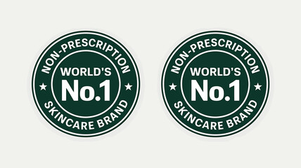 Two identical green circular badges proclaiming world s no 1 skincare brand
