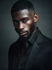 Obraz premium Portrait of Serious Black Man in Suit
