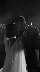 first dance of the bride and groom inside a restaurant