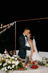 portrait of the newlyweds at the presidium