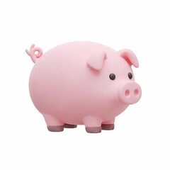 Obraz premium Adorable pink cartoon pig portrait