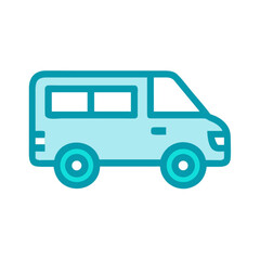 This vector illustration depicts a truck icon on a white background, symbolizing transport and delivery services