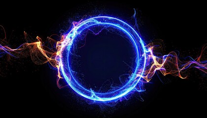 Abstract circular graphic with vibrant glowing lines