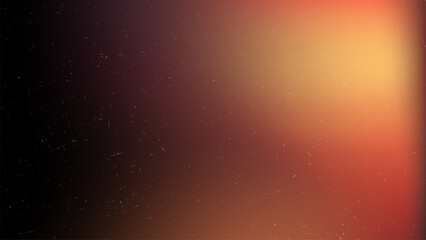 Obraz premium Abstract dark red background with glowing yellow light and tiny specks. Old retro film projector color leak with dust particles.