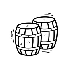 Hand Drawn Barrels Illustration. Doodle Vector. Isolated on White Background - EPS 10 Vector