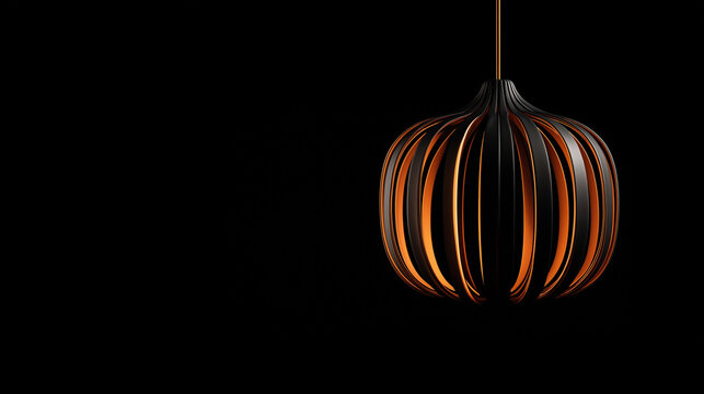 Black and orange secto design octo pendant lamp suitable for modern interior lighting with a geometric artistic touch.