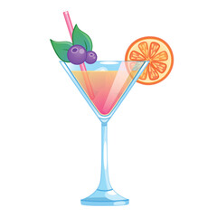 Colorful cocktail glass with orange drink