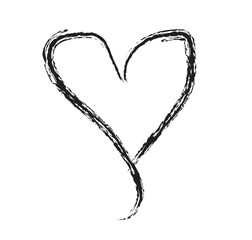 Grunge Heart Icon – Black Hand-Drawn Symbol with Textured Edges on White Background