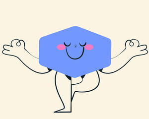 Cute character shape element with facial expression. Doodle style isolated vector illustration.