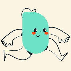 Cute character shape element with facial expression. Doodle style isolated vector illustration.