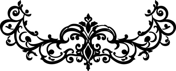 Floral Motif Silhouette Vector Art, Elegant Floral Silhouette Design, Decorative Flower Motif Vector, Botanical Silhouette Vector Art, Vintage Floral Vector Illustration, Floral Pattern Silhouette Art