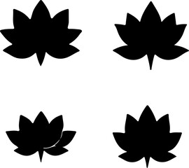 Naklejka premium Lotus Silhouette Vector Collection, Set of Lotus Flower Silhouettes, Minimalist Lotus Vector Set, Black Lotus Silhouette Art, Elegant Lotus Vector Pack, Lotus Outline Vector Design, Floral Lotus Silho