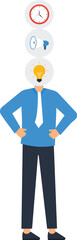 Business Idea Time Management and Marketing Strategy Concept Illustration with Businessman and Icons for Productivity and Growth