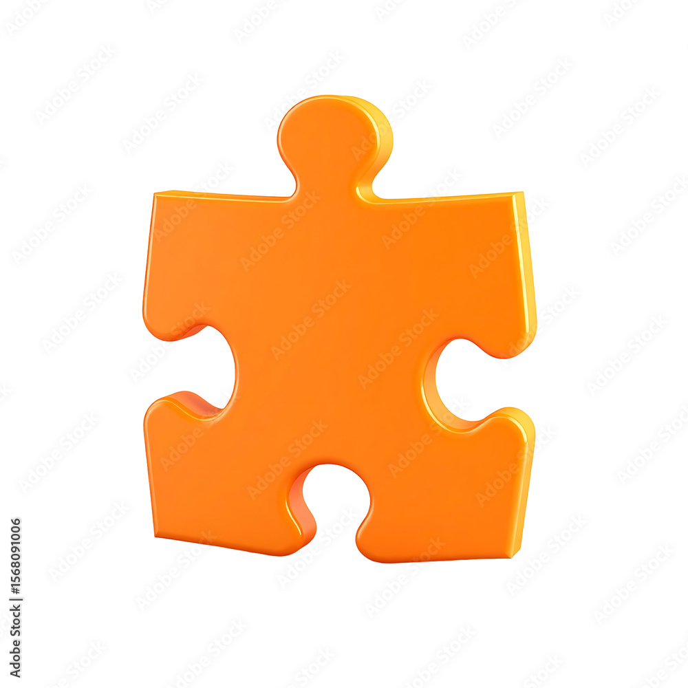 Poster firefly orange puzzle piece with rounded edges and minimal shape on transparent background