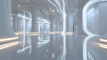 Minimalist futuristic server environment in bright white tones with symmetrical layout ideal for tech branding headers SaaS landing pages or digital transformation campaigns