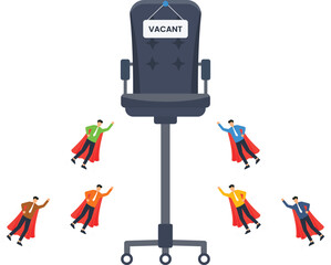 Superhero Job Search Concept Vacant Position Recruitment Illustration, Business Hiring, Employment Opportunity, Talent Acquisition, Career Vacancy, Office Chair