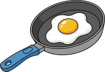 Fried Egg in Pan A Simple Breakfast Illustration