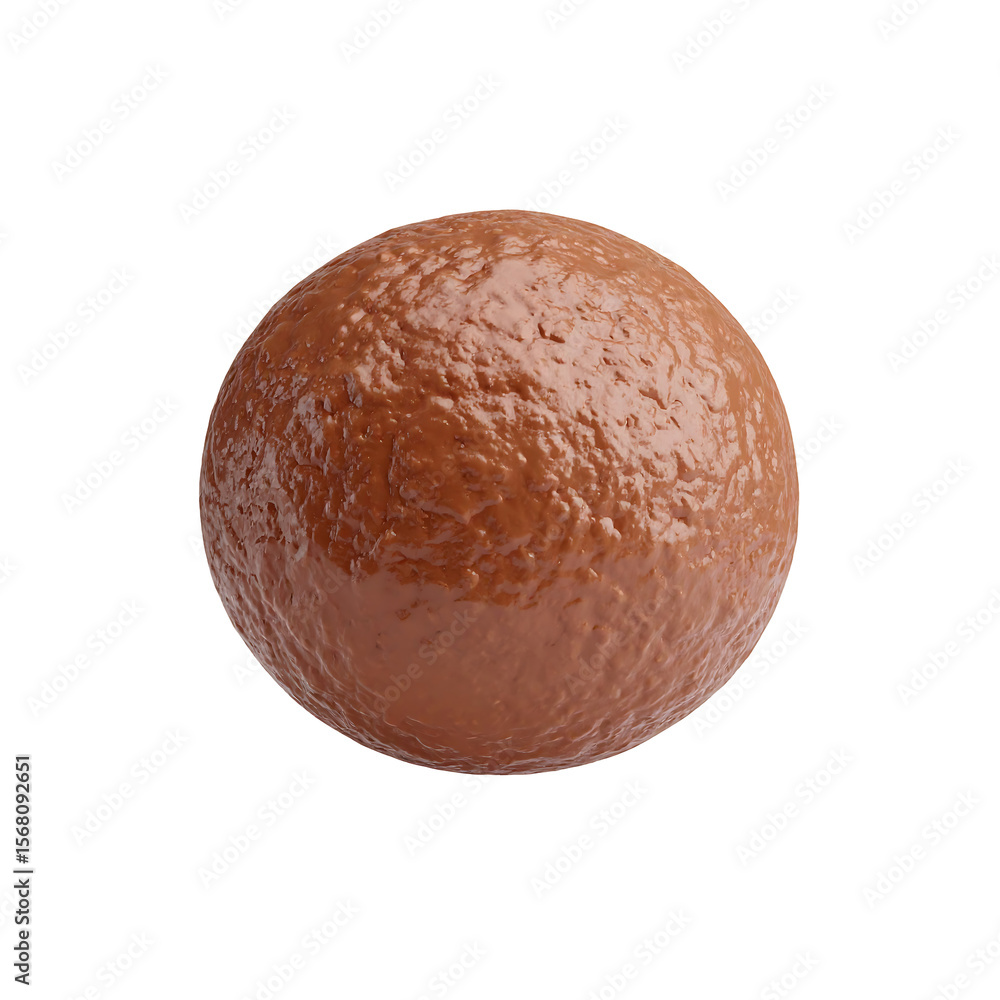 Aufkleber floating 3d render of a smooth brown meatball on a transparent background