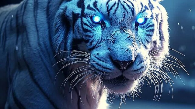 white tiger in Delfts Blauw realistis and slow,ai generative
