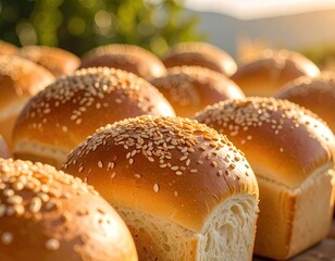 Freshly baked loaves of bread