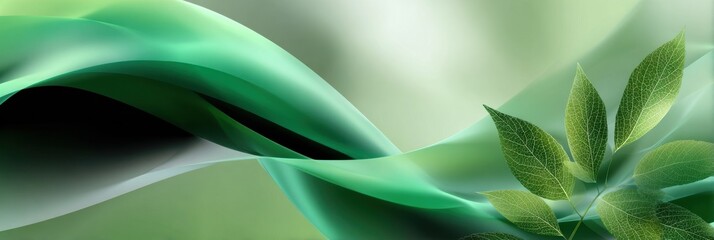 A green leafy plant is surrounded by a wavy green background
