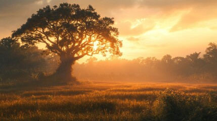 Tree Silhouette at Golden Hour