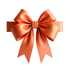 Naklejka premium Floating Coral Satin Bow Topper Isolated on Transparent Background for Gift Decoration