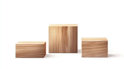 Wooden Display Podium Set on White Background