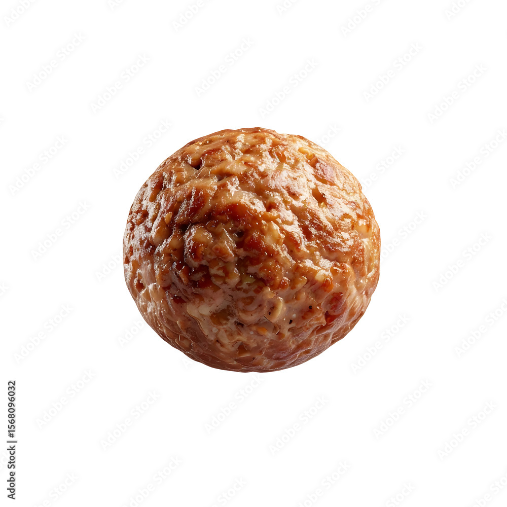Aufkleber floating firefly 3d meatball with rounded soft brown surface in transparent isolated background