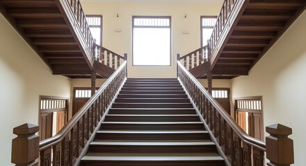 Fototapeta premium a wooden staircase inside the house