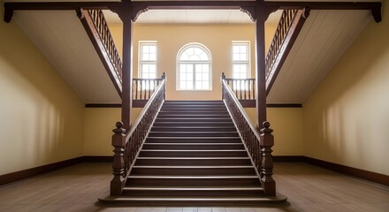 a wooden staircase inside the house