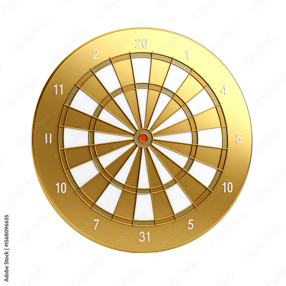 Poster floating golden dartboard with a smooth surface on a transparent background for leisure