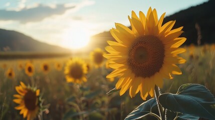 Sunflower Field at Sunset